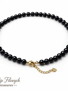 Pearl-23--Natural Black Freshwater Pearl Choker Necklace